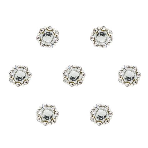 Comet Busters Beautiful Silver Round Bindi With Stones (8mm) (BIN1680)