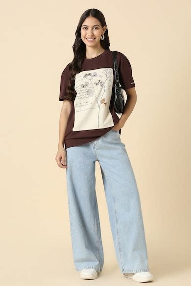 Buy Women Brown Graphic Print Casual T-shirt Online - 40062041 | Allen ...