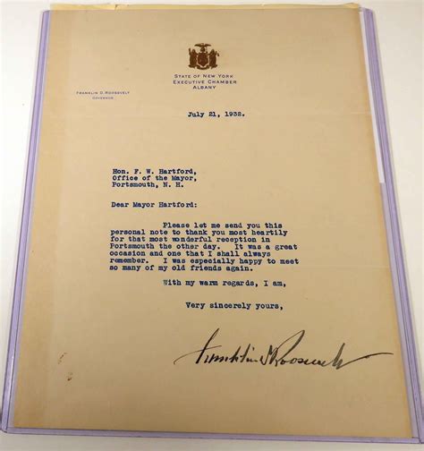 Typed letter signed on State of New York, Executive Chamber letterhead ...