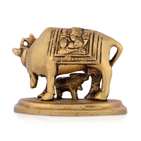 Giri - Kamadhenu Statue | Cow And Calf Statue | Brass Kamadhenu Idol ...
