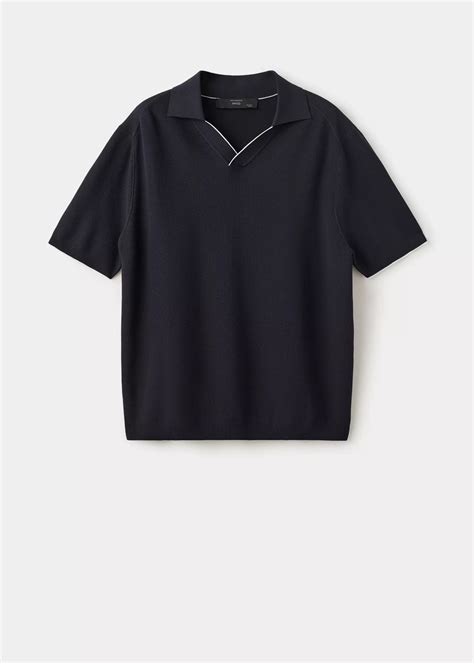 Contrasting knitted polo shirt - Men | MANGO United Kingdom