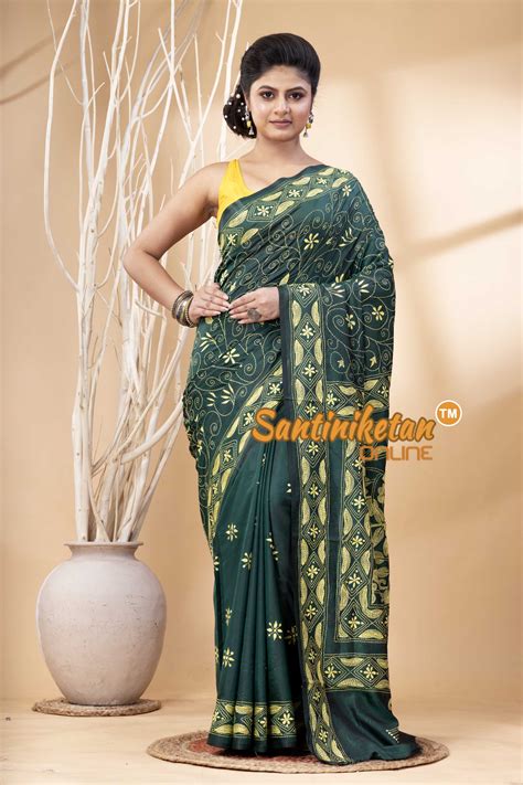Bangalore Silk Kantha Stitch Saree SN202524257 – Santiniketan Online