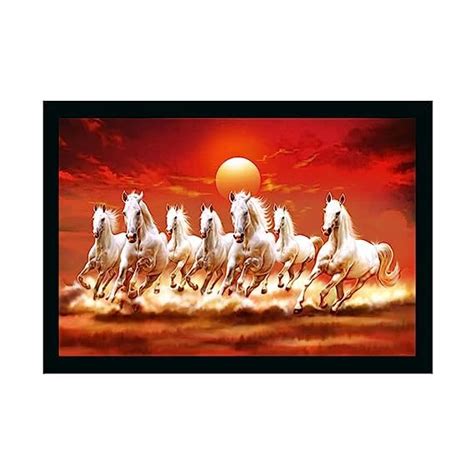 Jatin Handicrafts Vaastu Seven Horse Canvas Painting/Seven Lucky ...
