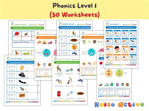 Phonics Level 1 Worksheets, CVC Words, Blending Words, Letter Sound ...