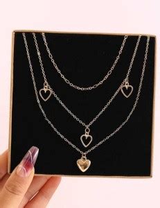 YU Fashions YU Fashions Multilayered Heart Cute Korean Golden Necklace ...