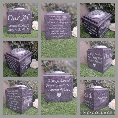 Personalised Granite Flower Pot Holder Grave Marker Memorial Vase ...