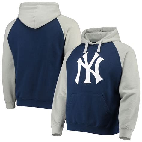 Men's New York Yankees Stitches Navy/Gray Color Block Raglan Pullover ...