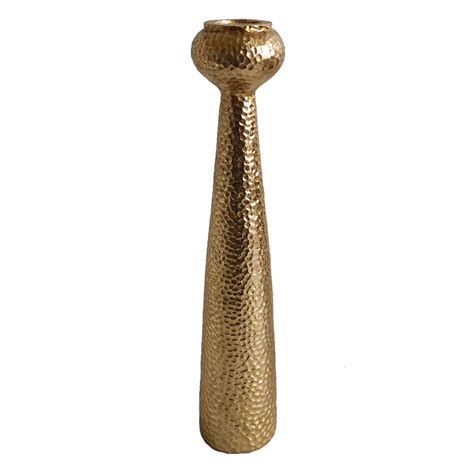 Gold Hammered Taper Candle Holder, 14"