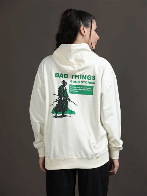 Women Oversized Hoodie Pure Cotton, Off White - SILISOUL