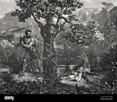 Romulus and Remus, founder of the city of Rome in Roman mythology Stock Photo - Alamy