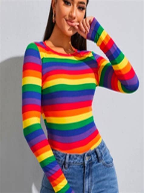 Buy Dream Beauty Fashion Women Multicoloured Rainbow Striped Top - Tops ...