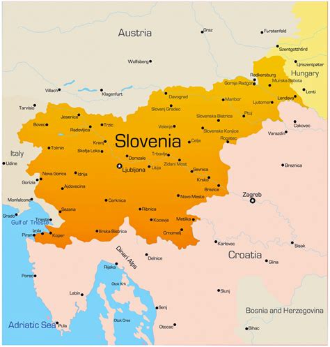 Mapa de ciudades de Eslovenia - OrangeSmile.com