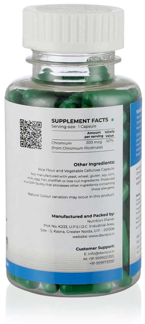 Chromium Picolinate:Improves Insuline functions to process carbs, fat ...