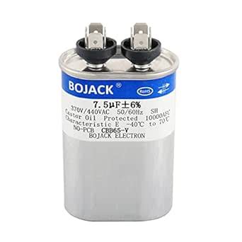 BOJACK 7.5 uF ±6% 7.5 MFD 370V/440V CBB65 Oval Run Start Capacitor for ...
