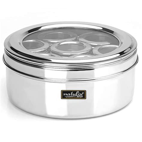 Buy NATULIX Stainless Steel Medium Size 7 IN 1 Masala Box for Kitchen ...