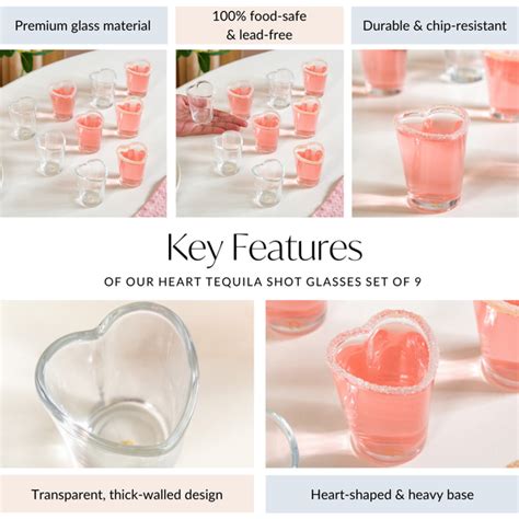 Heart Tequila Shot Glasses Set Of 9 50ml Online - Premium Shot Glass ...