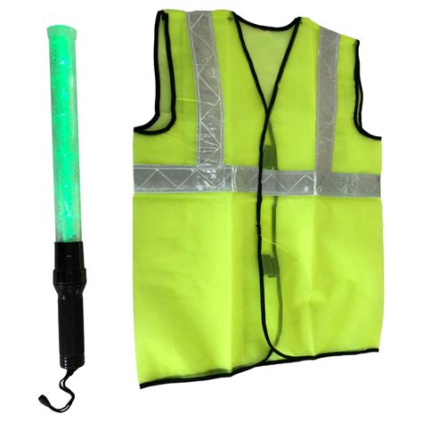 LADWA Plastic Reflective Jacket and Traffic Baton 1 Green RJ and 1 BRG ...