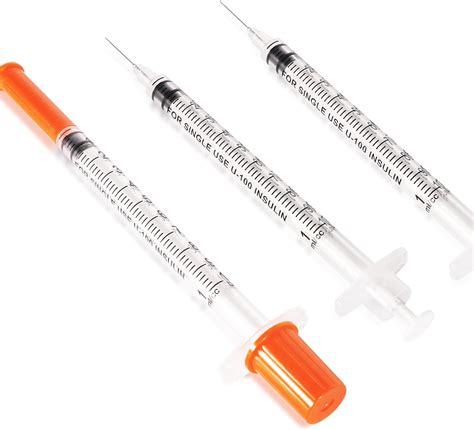 20 Pack 1ml/cc Syringe with 30 Gauge 1/2 Inch Needle，Orange Disposable ...