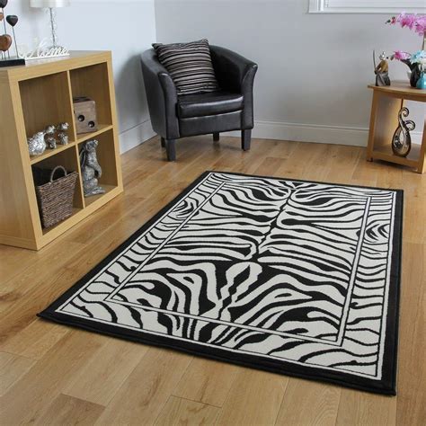 Safari Animal Black & White Zebra Stripe Print Rug 160cm x 230cm (5ft 3 ...
