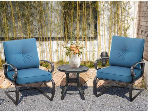 Buy Oakcloud Outdoor Bistro Set 3-Piece Spring Metal Lounge Cushioned ...