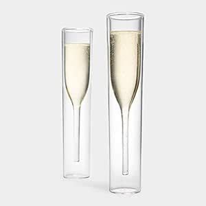 Buy KAHAAN Double Walled Crystal Champagne Flute Glasses, Classics ...