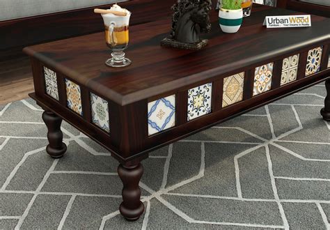 Relay Creamic Tile Coffee Table (Walnut Finish)