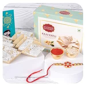 Kaameri Bazaar Rakhi with Sweets - Rakhi, Kaju Katli, Greeting Card and ...