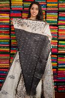 RK Collections - Soft Jute Silk Mango Print With Zari Butti Half White ...