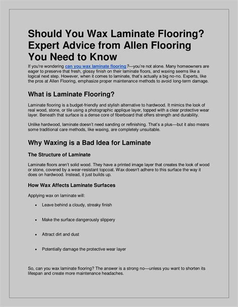 PPT - Should You Wax Laminate Flooring Expert Advice from Allen ...