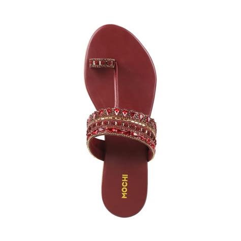 Buy Mochi Women Maroon Ethnic Slip Ons Online | SKU: 35-4666-44-37 ...