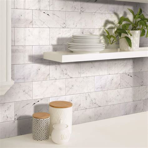 Carrara Subway Tile Subway Carrara Marble Look Mosaic Tile | FINN