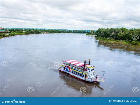 River Boat on the Missouri River Editorial Stock Photo - Image of flag ...