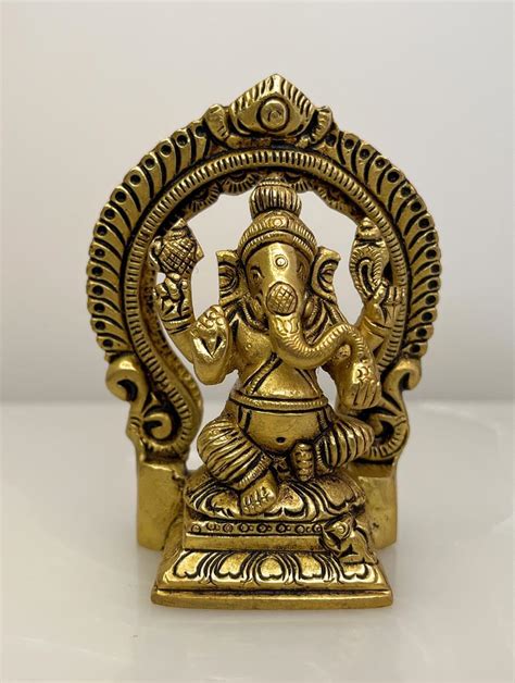 Buy Yathashilpam Brass Ganesha Idol I Small Brass Lord Ganesh Murti in ...