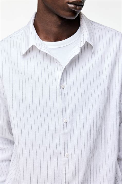 Regular Fit Linen-blend shirt - White - Men | H&M IN