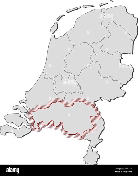 Map of Netherlands with the provinces, North Brabant is highlighted by a hatching Stock Vector ...