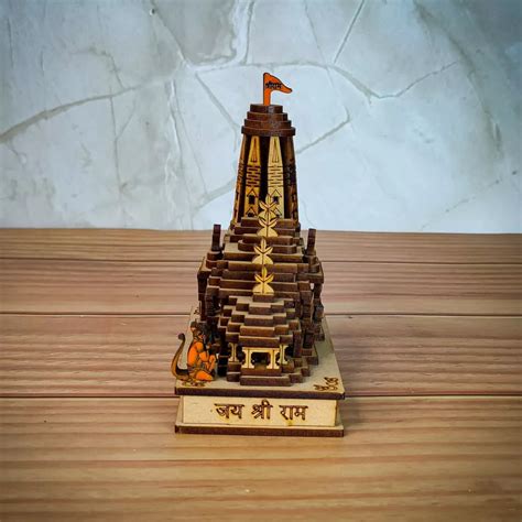 Shri Ram Mandir Ayodhya 3D Model Wooden Hand Carved Temple Decorative ...