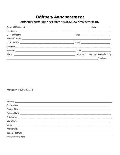 Image result for Sample Obituary