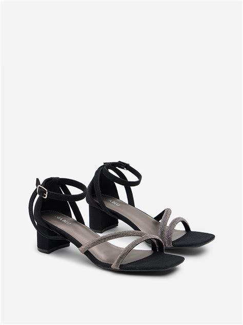 Buy LUNA BLU Black Diamante Embellished Heel Sandals from Westside