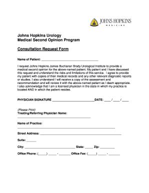 Fillable Online hopkinsmedicine Consultation Request Form - Johns ...