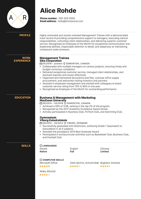 Enterprise Management Trainee Resume - historywithsanskarandbardan
