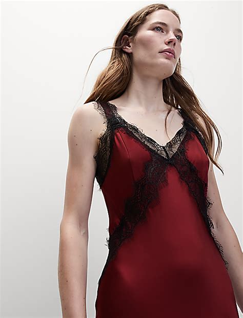 Buy V-Neck Lace Insert Midaxi Slip Dress at Marks & Spencer
