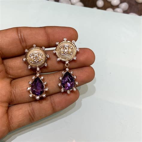 CC purple diamond earrings – Primo Jewels
