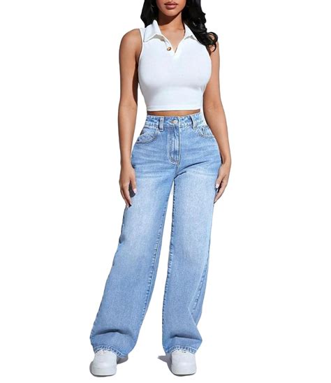 Women's Plain Straight Leg Light Wash Extra Long Jeans Petite S (4 ...