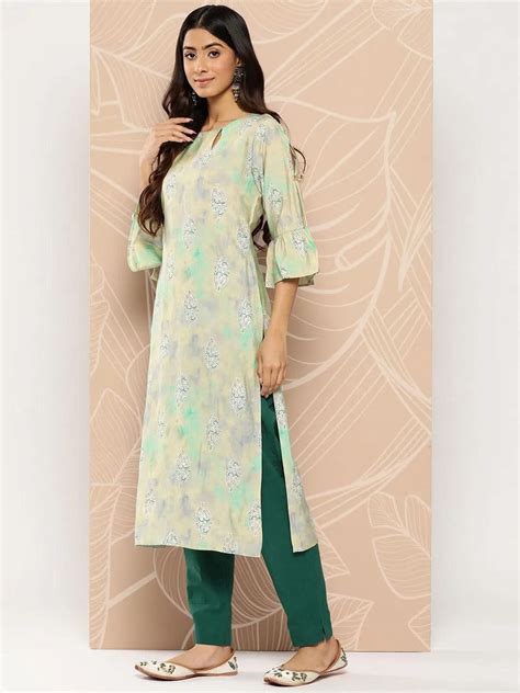 Buy Women's Green Kurtis Online In India Only on Libas.