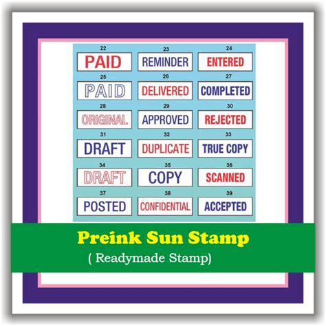 SUN RUBBER STAMPS - Sun Brand Pre ink Readymade Stamp