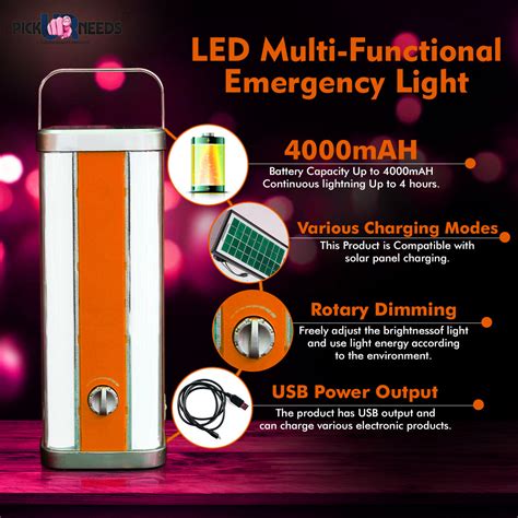 Pick Ur Needs High Range Rechargeable Home Emergency 4 Tube Lantern Li