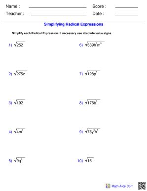 Fillable Online Radical, rational, and absolute value equationsLesson ...