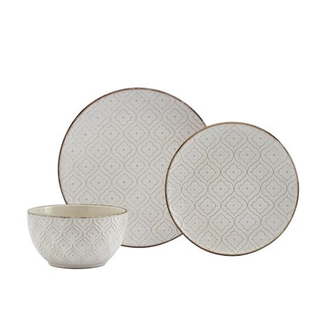 Tabletops Gallery 12-Piece Off-white Stoneware Dinnerware TTU-B0595-EC ...
