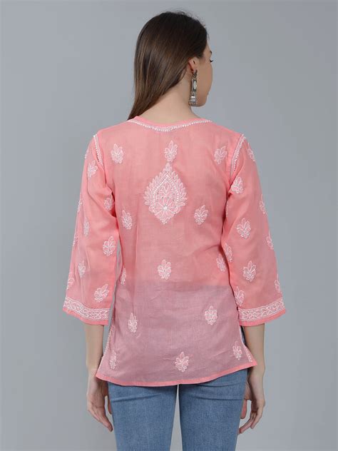 Seva Chikan Hand Embroidered Terivoil Cotton Lucknowi Chikan Top