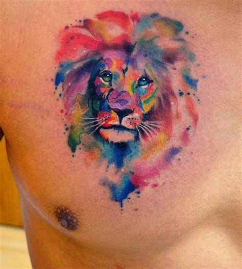 watercolor tattoo lion ideas